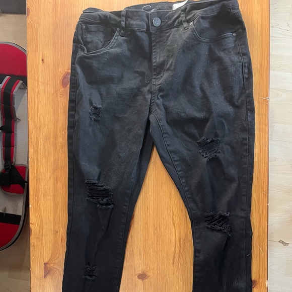 Black Distressed Skinny Jeans - Picture 1 of 5